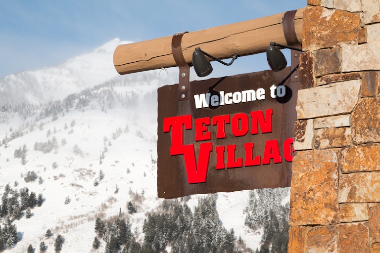 Teton Village Turn In Sign