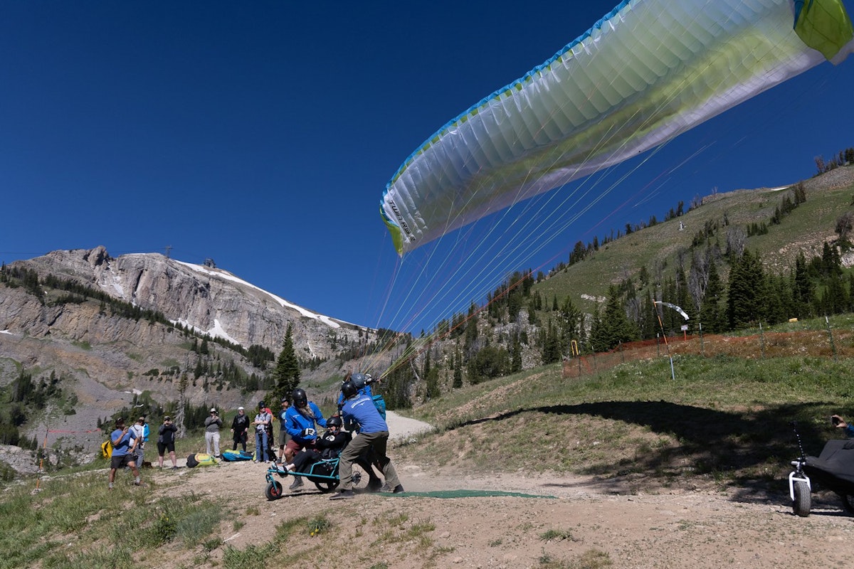 First Tandem Adaptive Paraglide Flight Launches at Jackson Hole Mountain Resort