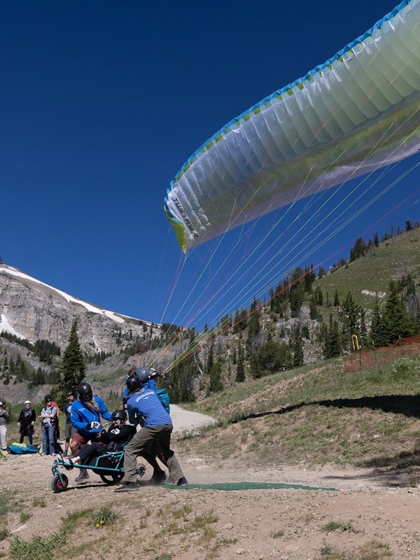 First Tandem Adaptive Paraglide Flight Launches at Jackson Hole Mountain Resort