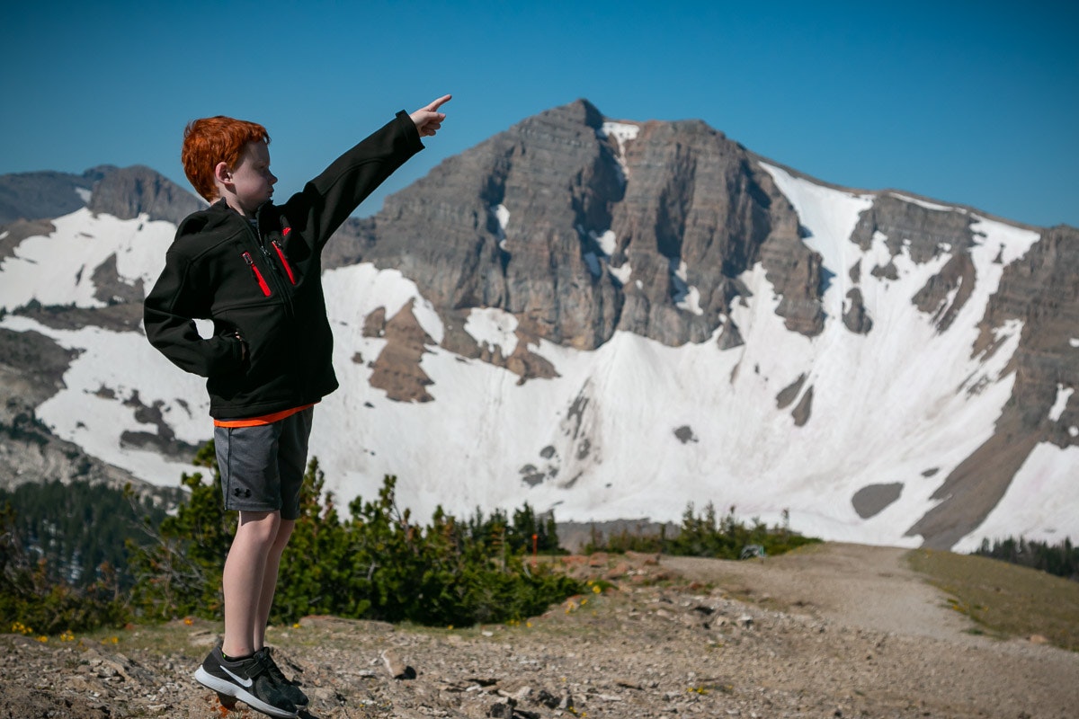 ethan-AS-20180706-1329 2018 Summer, 7 years old - Hiking on the Top of the World trail. Ethan loved the "Lewis & Clark" pointing at every turn. And the flossing dance was all the rage.