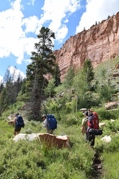 Hiking to our camp at the base of Upper Falls