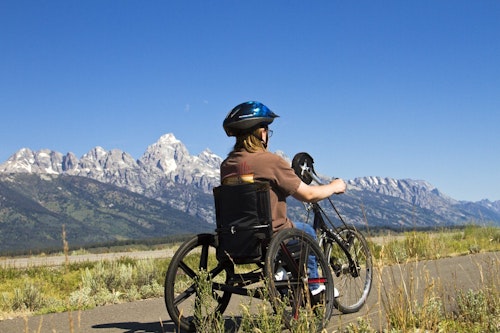 Adaptive biker on the bike path