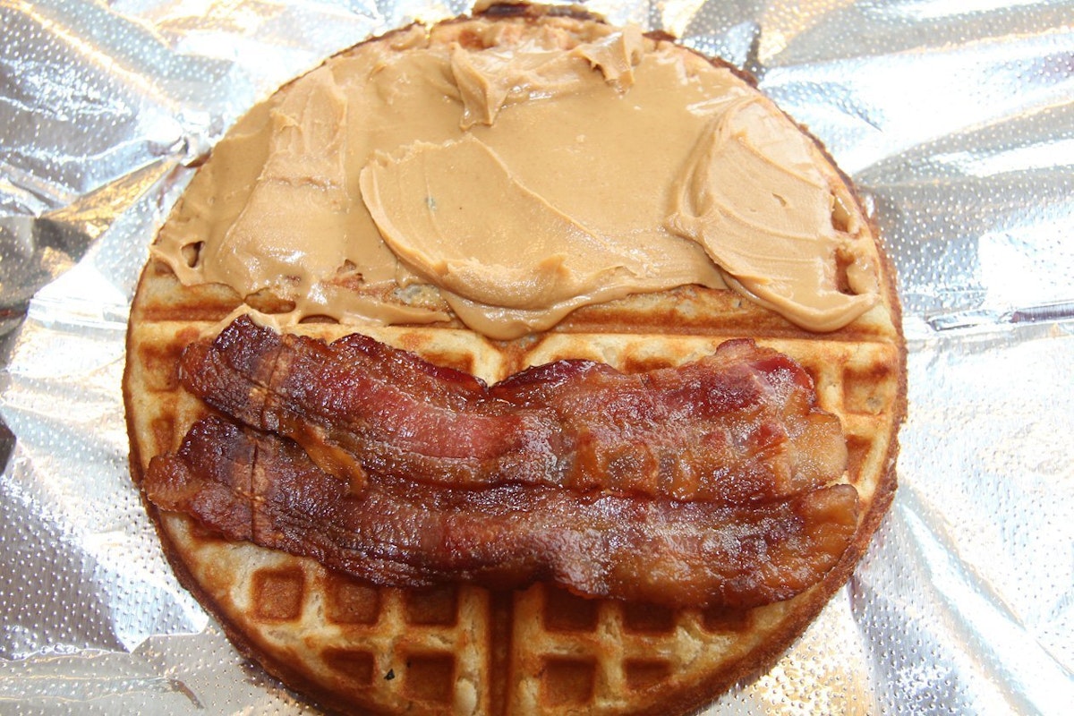 Waffle with Bacon and Peanut Butter