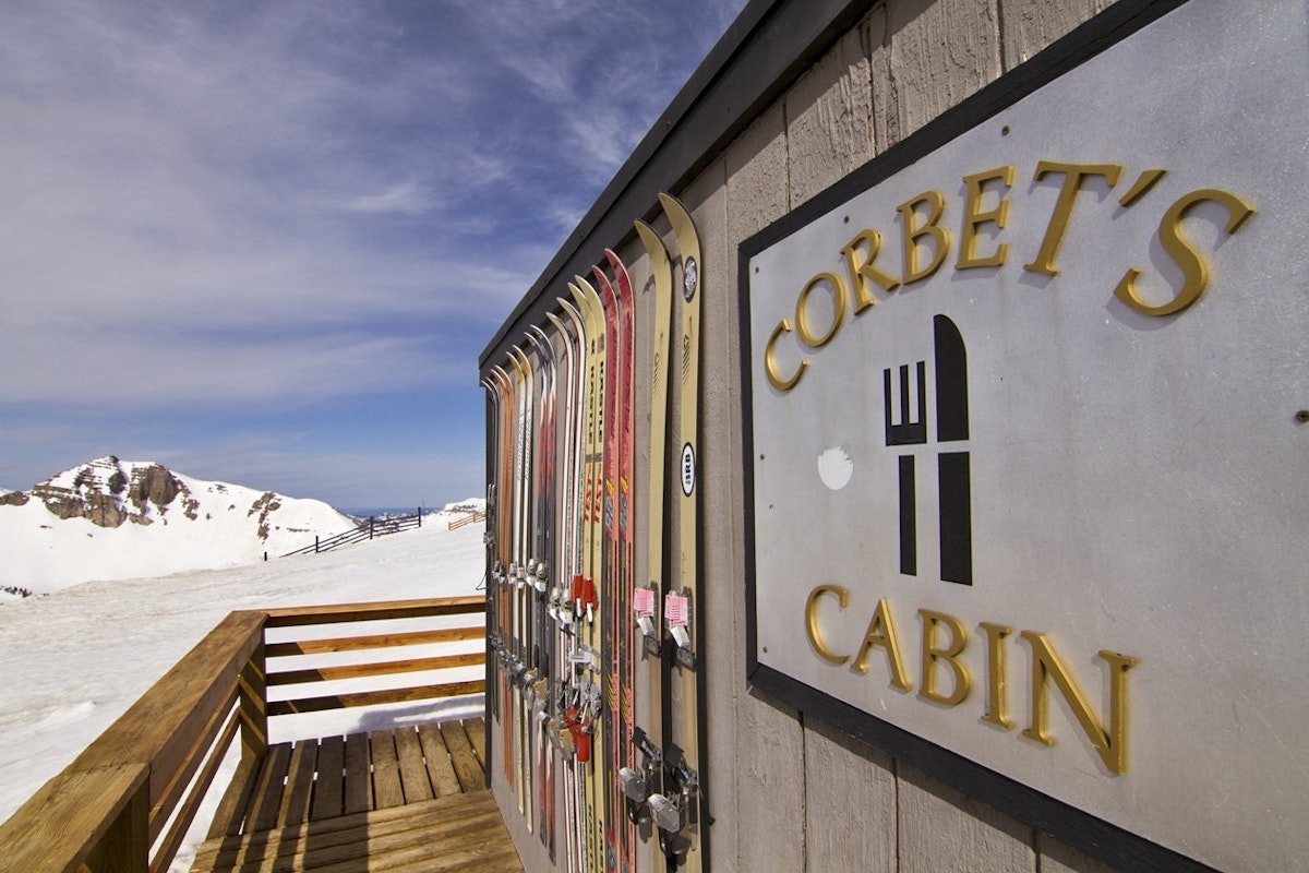 corbets cabin sign with skis