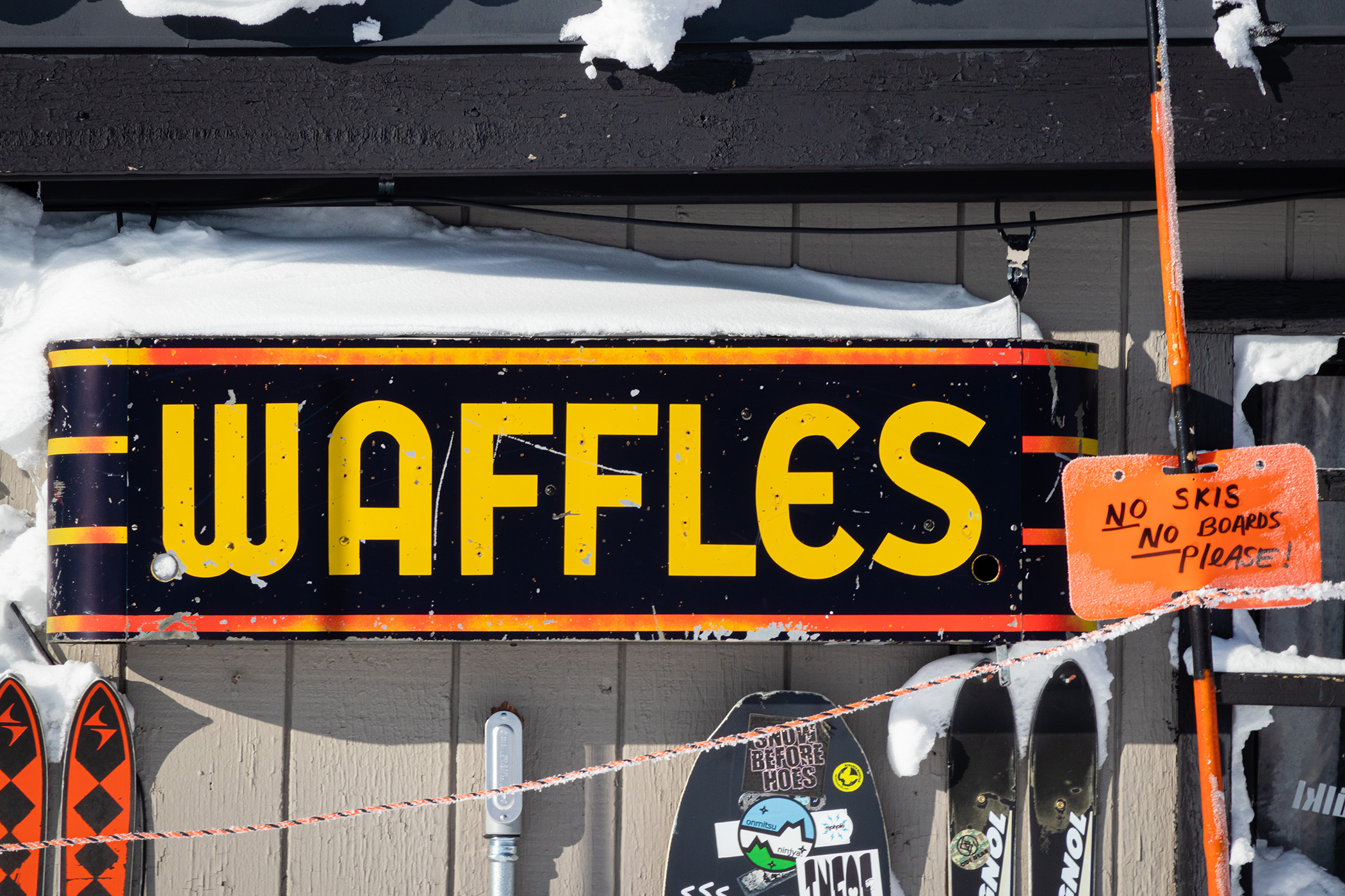 Waffle sign outside of Corbet's Cabin