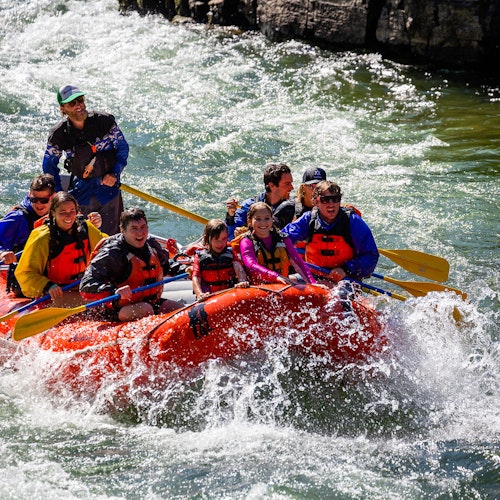 Group rafting in the summer