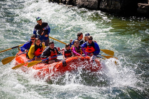 Group rafting in the summer