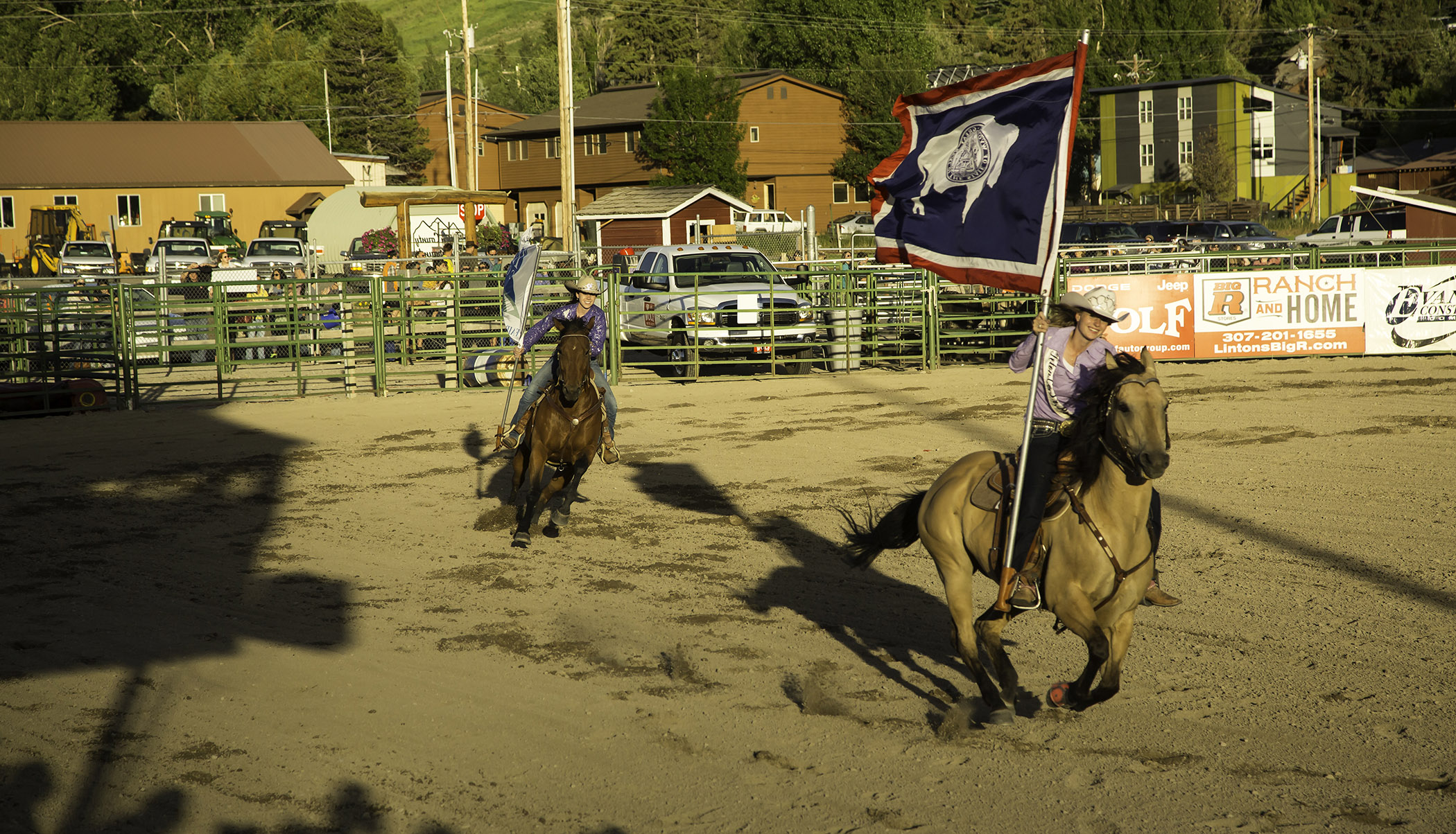 Putting the flag on display at the Jackson Hole Rodeo