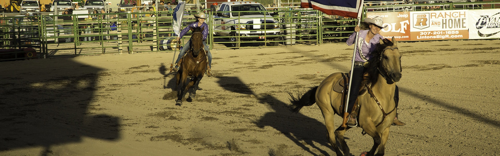 Putting the flag on display at the Jackson Hole Rodeo
