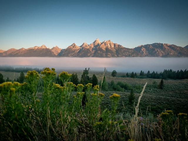 Scenic shot of the Tetons with an inversion