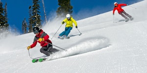 skiing in fresh groomers