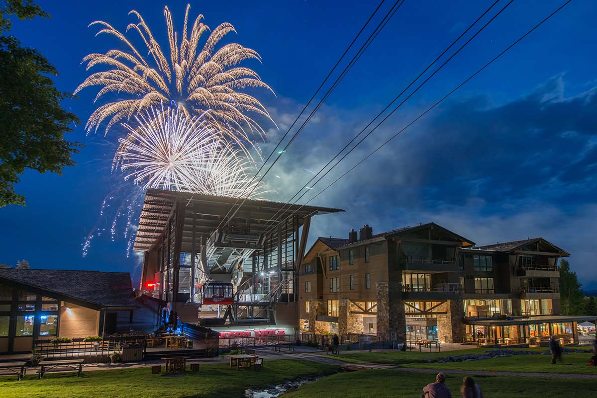 Fireworks above the tram