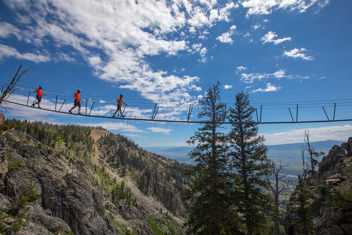 Crossing suspension bridge