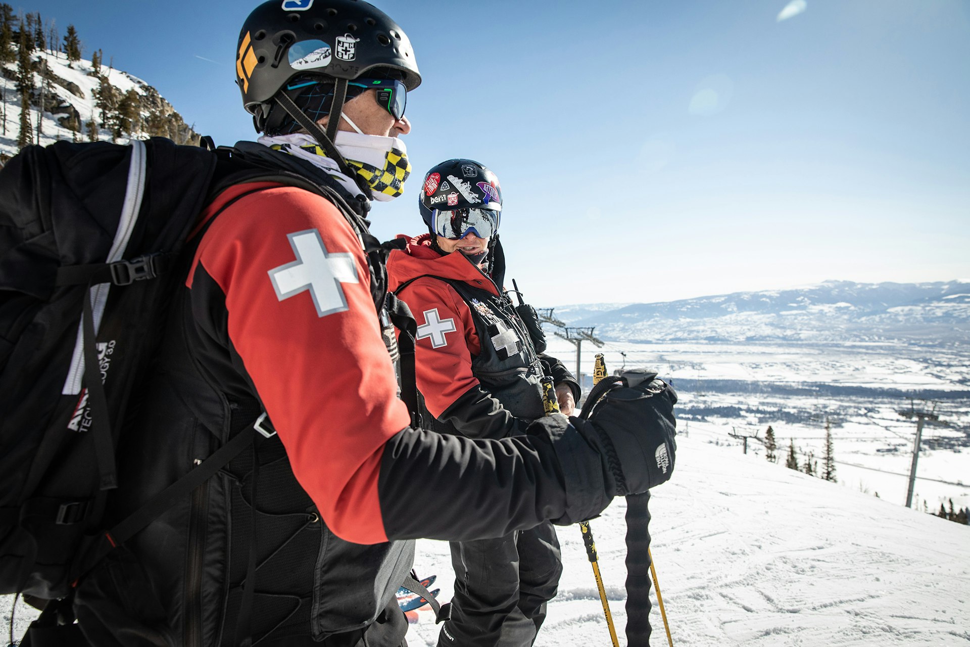 Ski Patrol standing at the top of Bridger