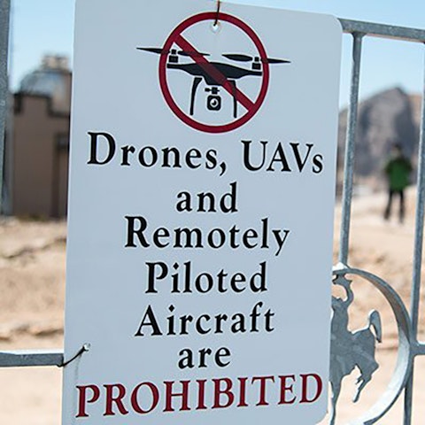 No aerial drone policy sign