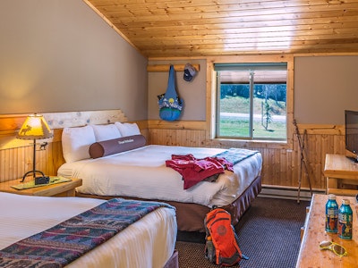 Interior shot of a two bedroom room in Togwotee Mountain Lodge