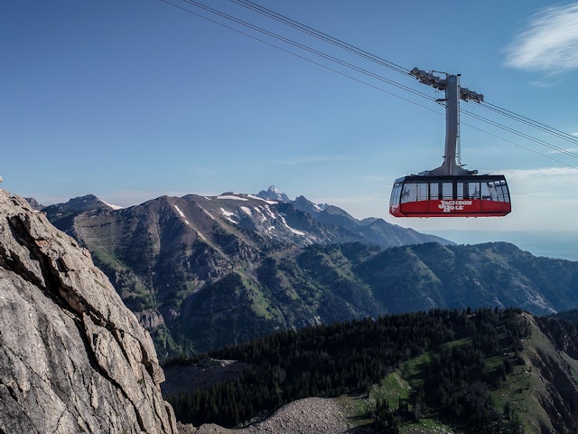 Tram going by Corbet's on a summer day