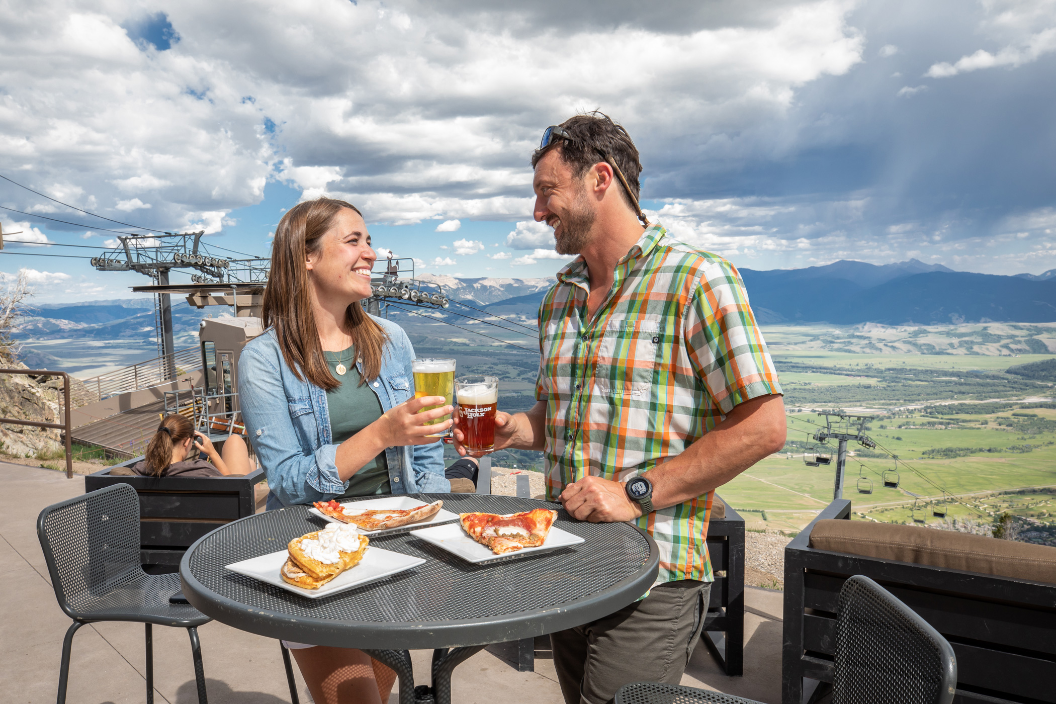 Pizza and drinks on The Deck