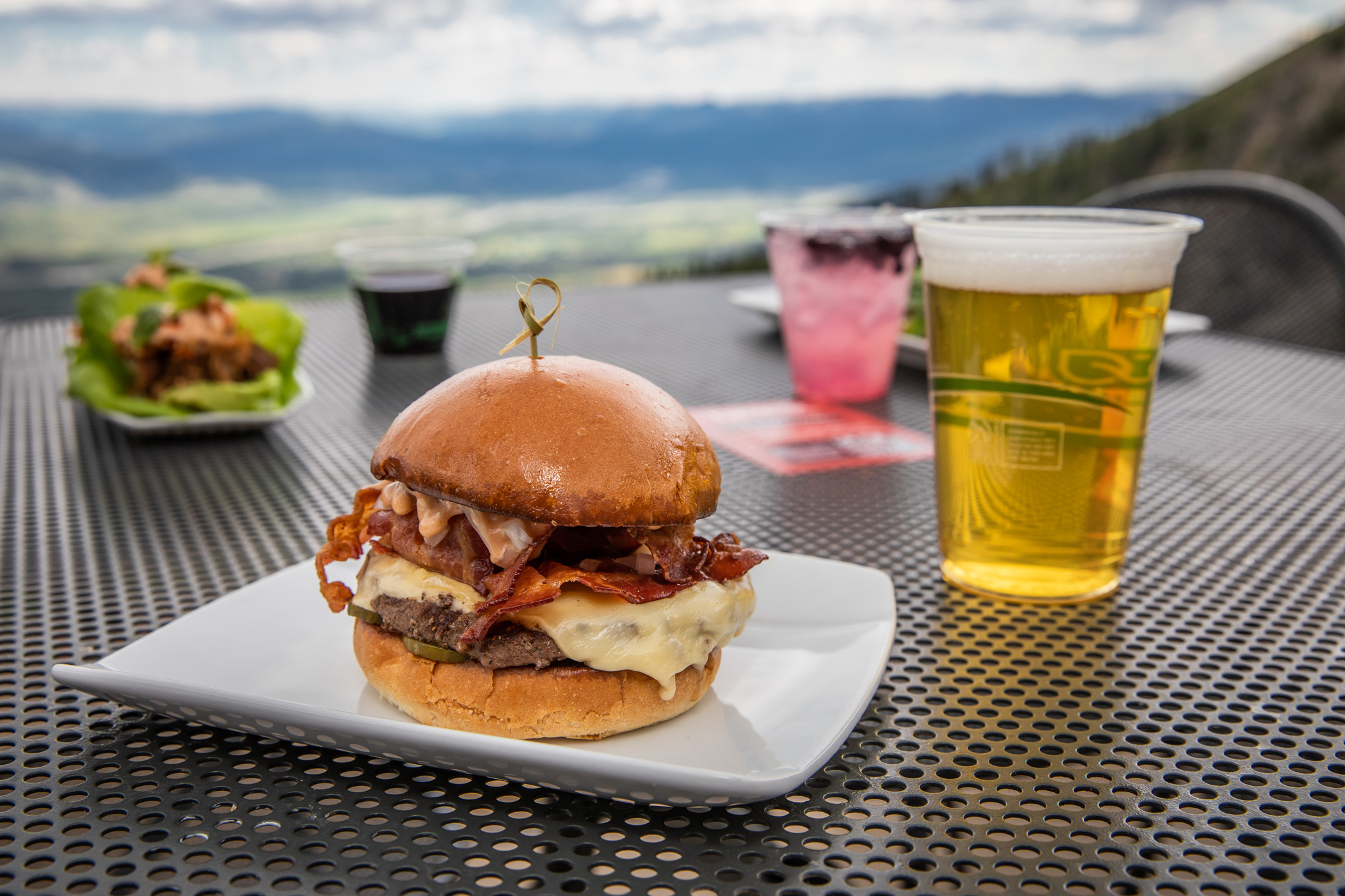 Burger and beer on The Deck