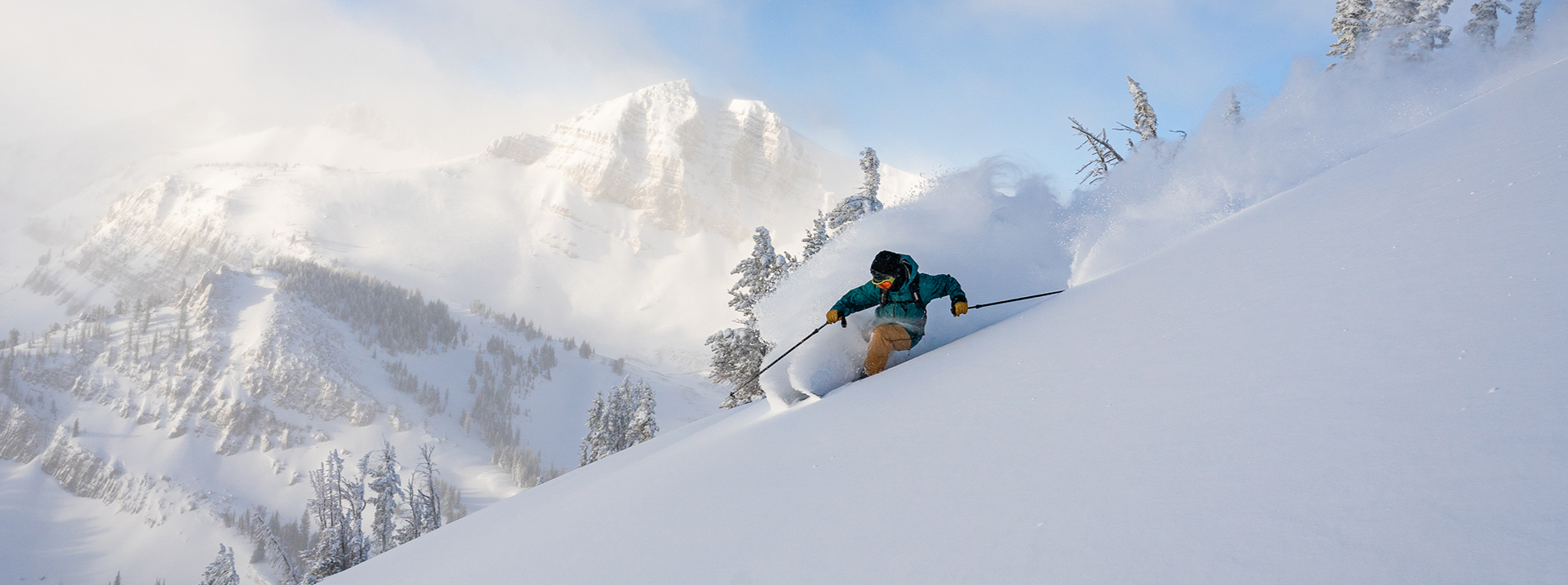 Skiing pow in Rock Springs