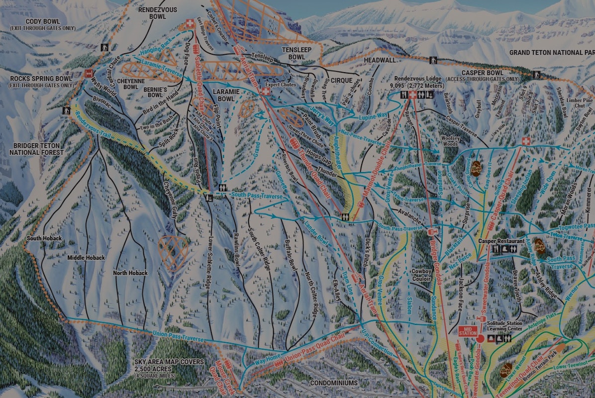 Close up crop of mountain map