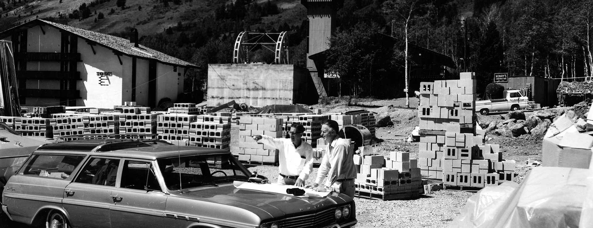 Paul McCollister discussing early building plans of the resort