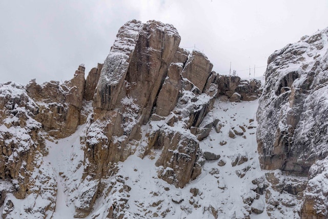Corbet's Couloir beginning to fill with snow
