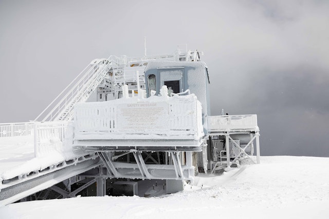 Snow covered Tram dock