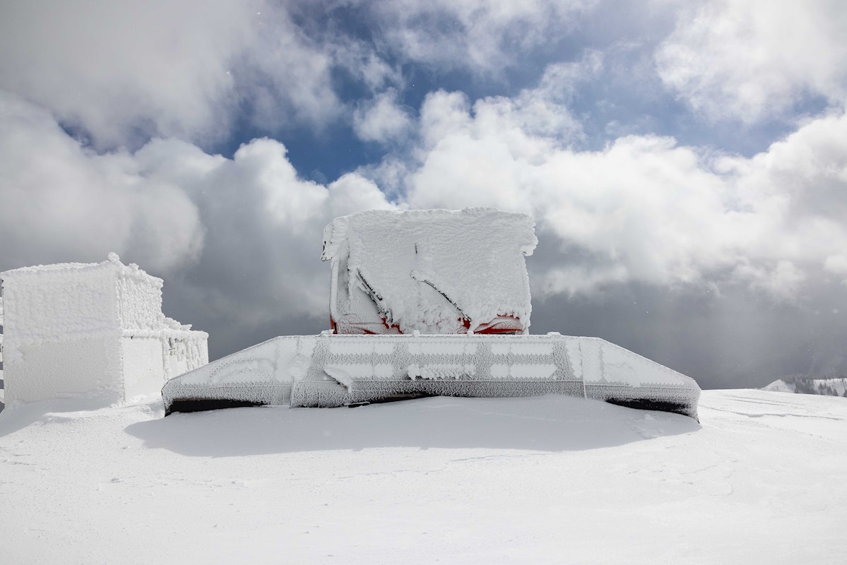 Snow covered snow cat