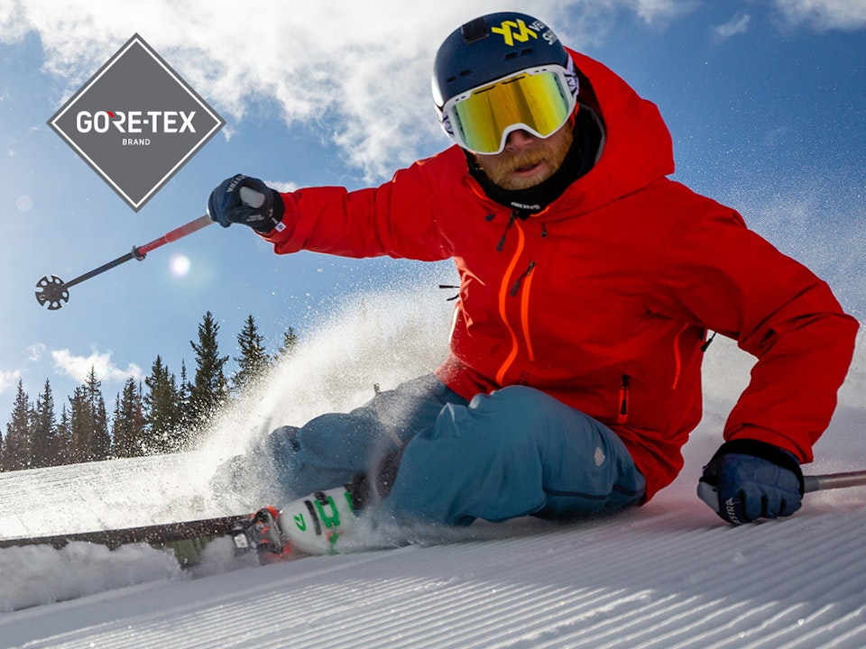 Skier carving on groomers