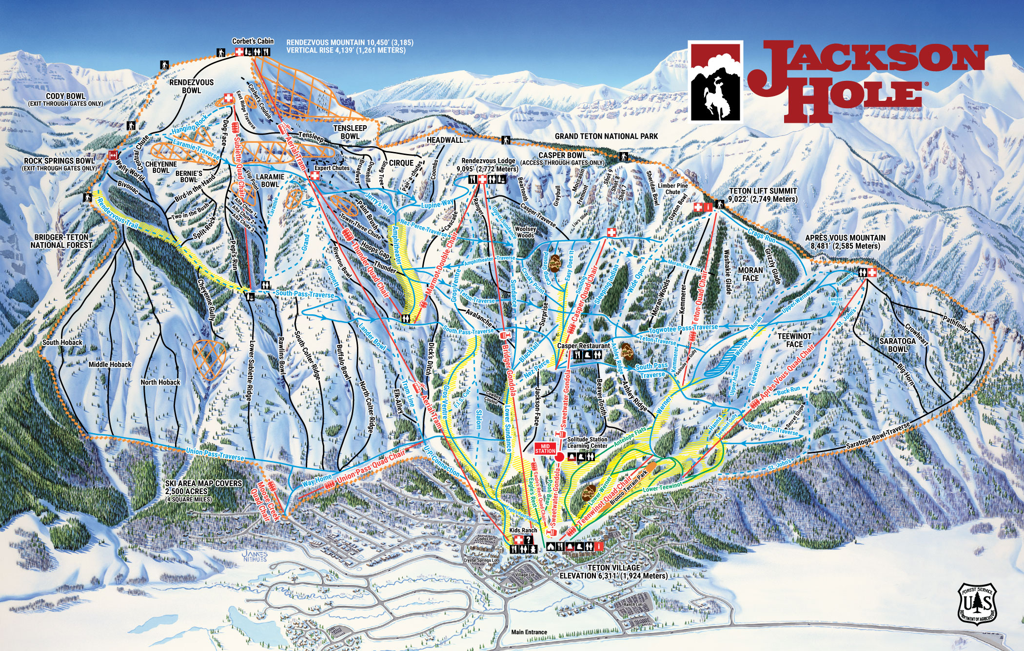 Snow King Mountain Trail Map Trail Map Winter - Jackson Hole Mountain Resort