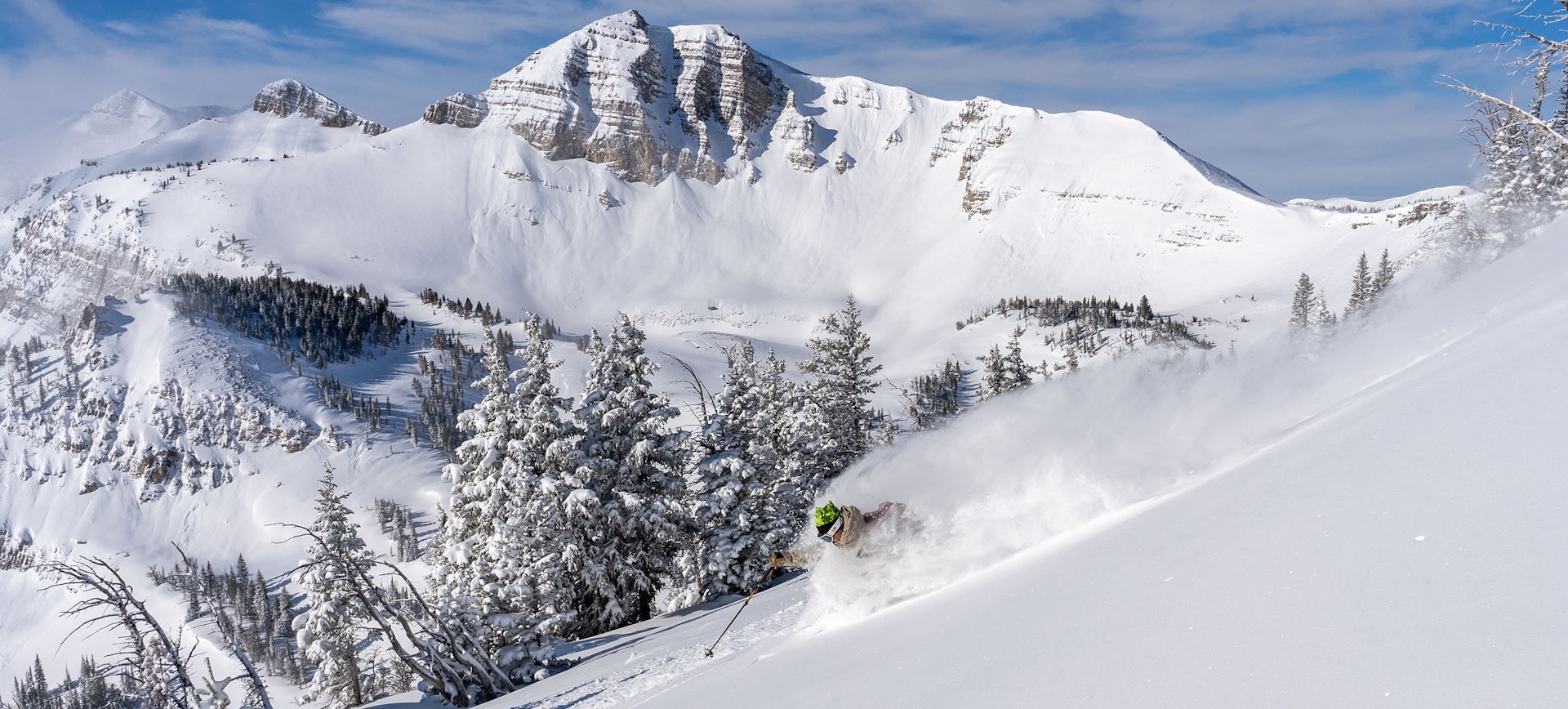 Powder Skiing with Cody Peak in background