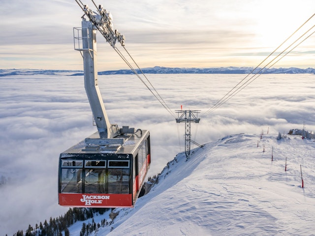 The Aerial Tram flying high above the clouds