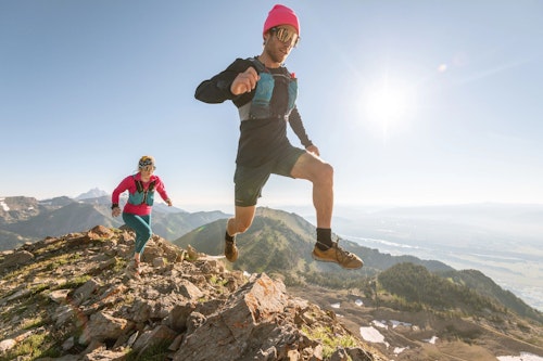 two people trail running