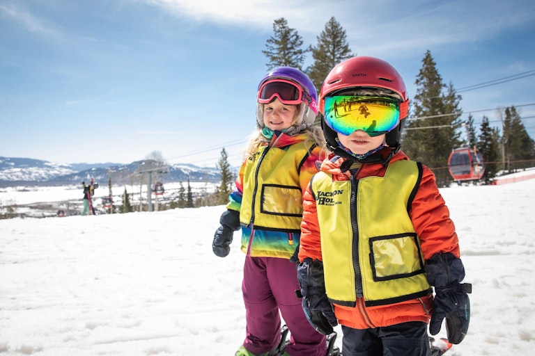 Kids getting ready to ski