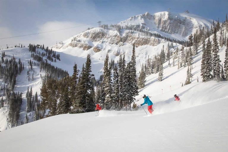 group skiing