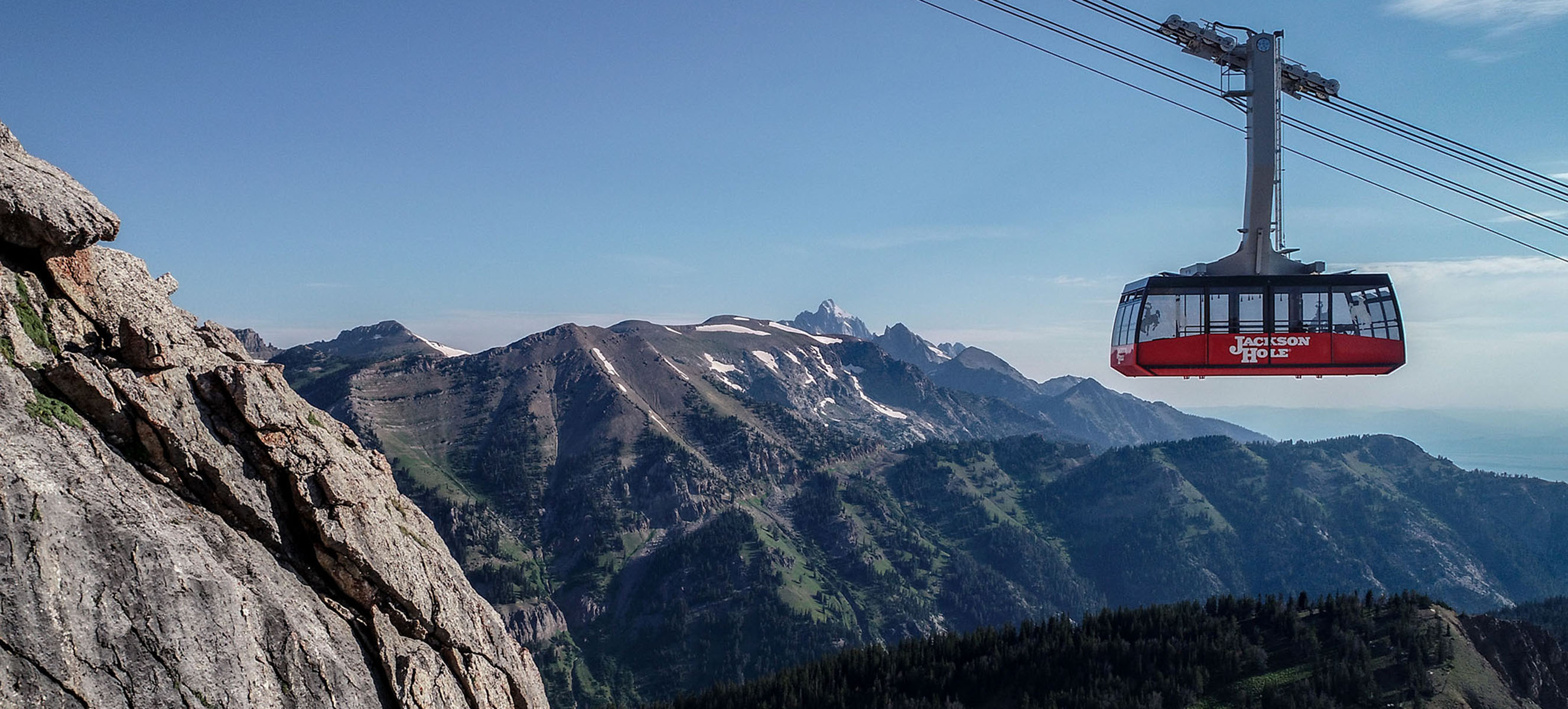The Aerial Tram soaring through the air in summer