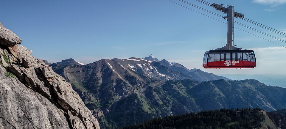 The Aerial Tram soaring through the air in summer