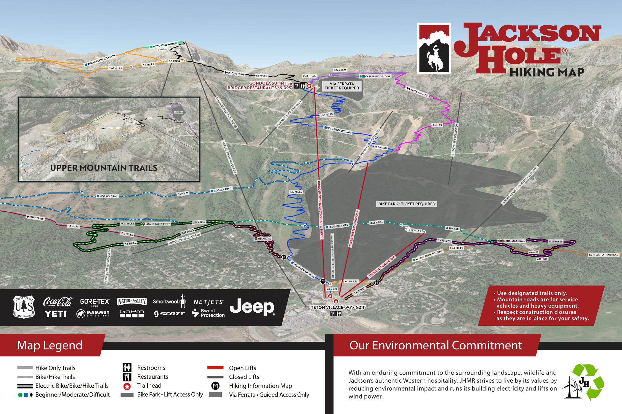Summer Hiking Trail Map Jackson Hole Mountain Resort