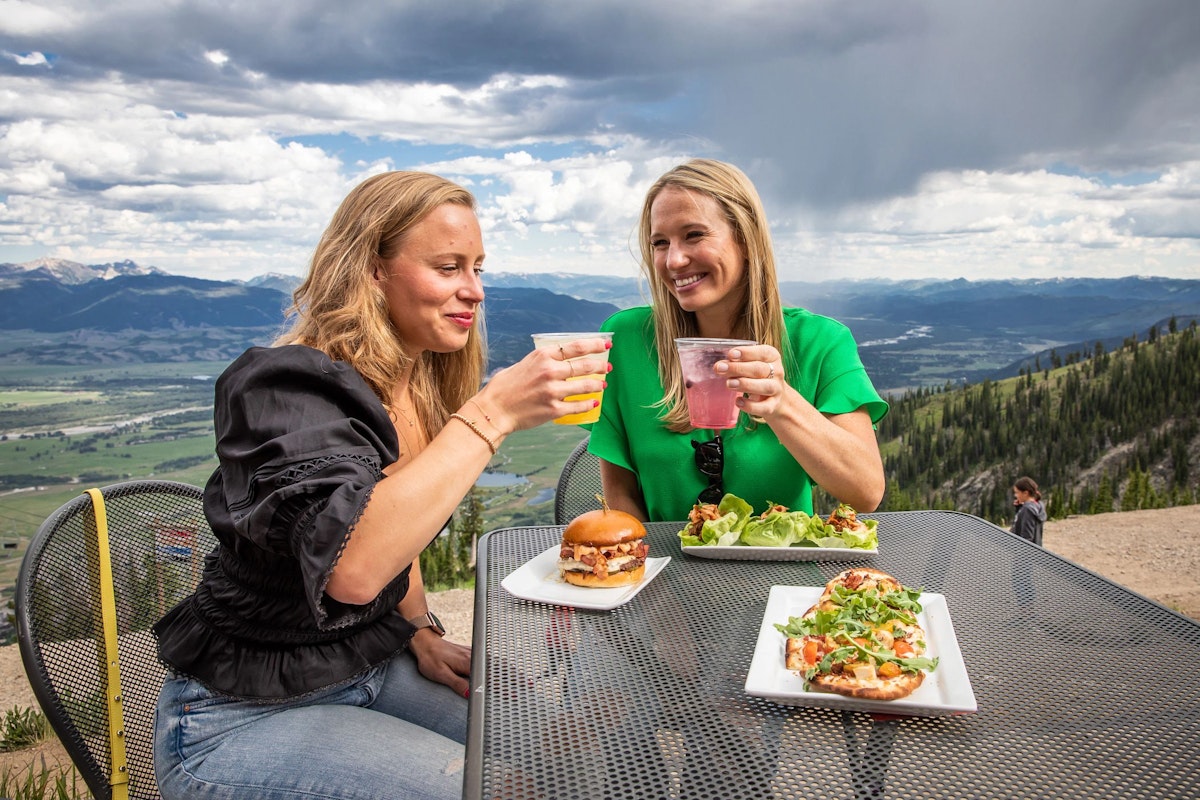 Two women dining at The Deck