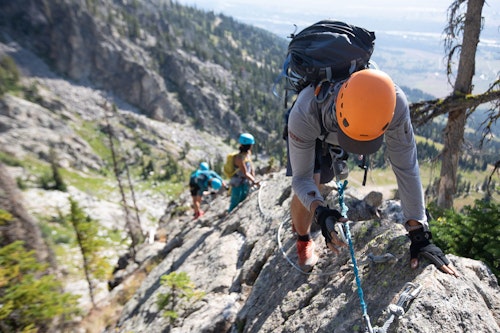 People climbing on the Via Ferrata