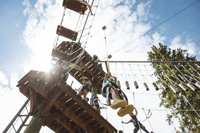 Adventuring on the ropes course.