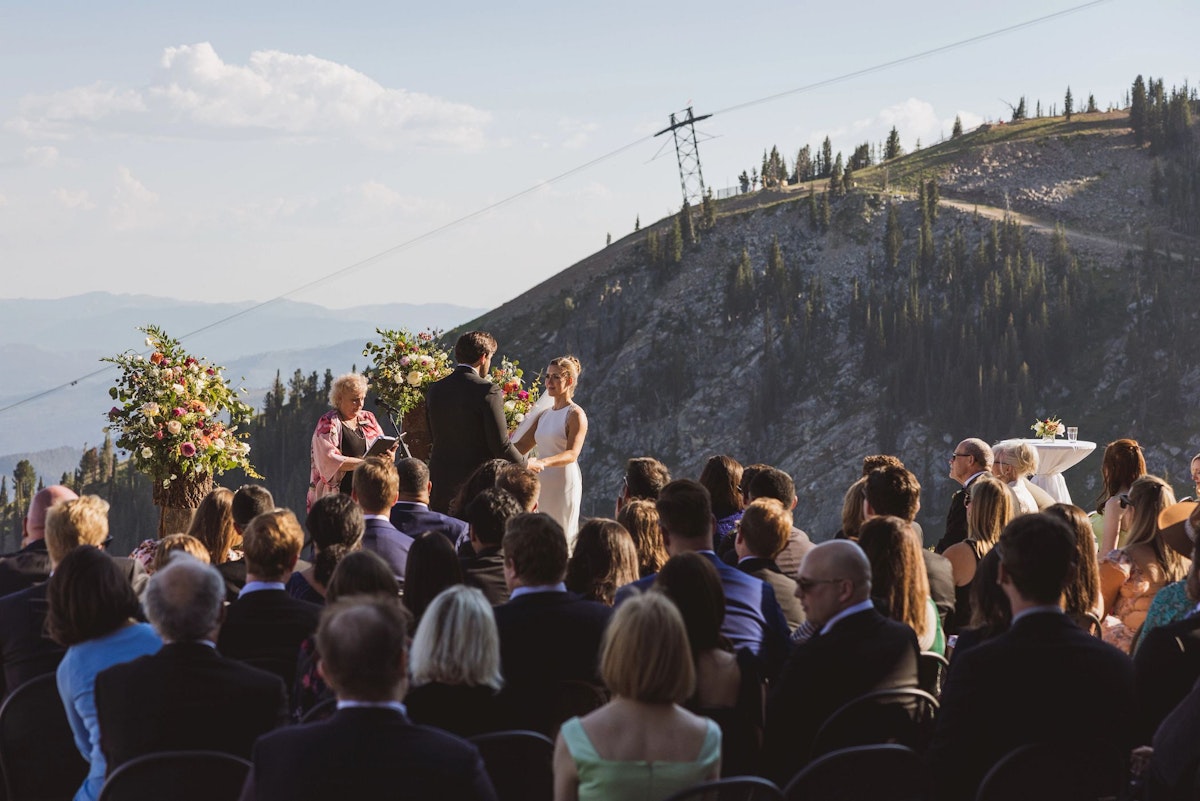 Wedding reception outside on The Deck