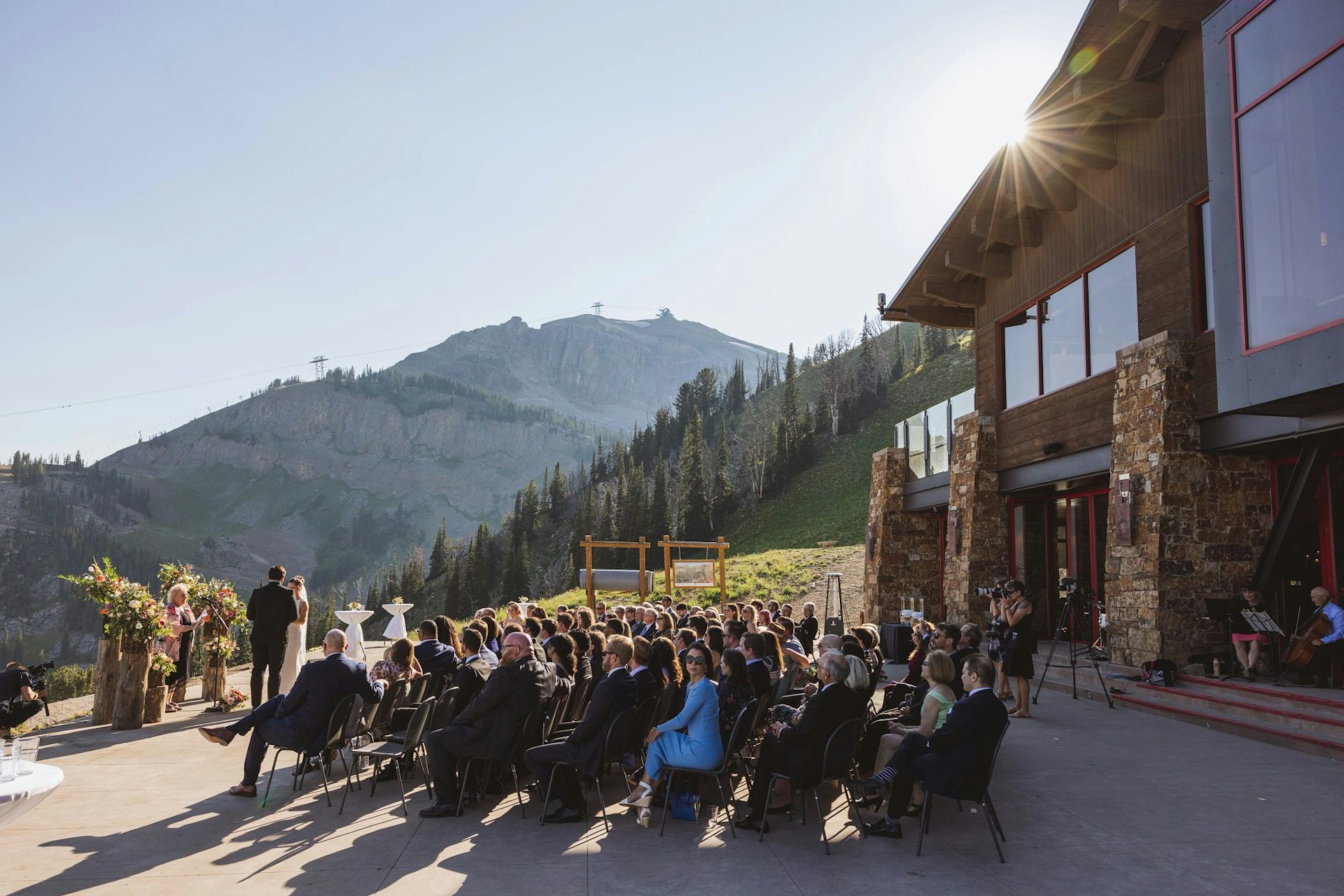 Wedding reception outside on The Deck