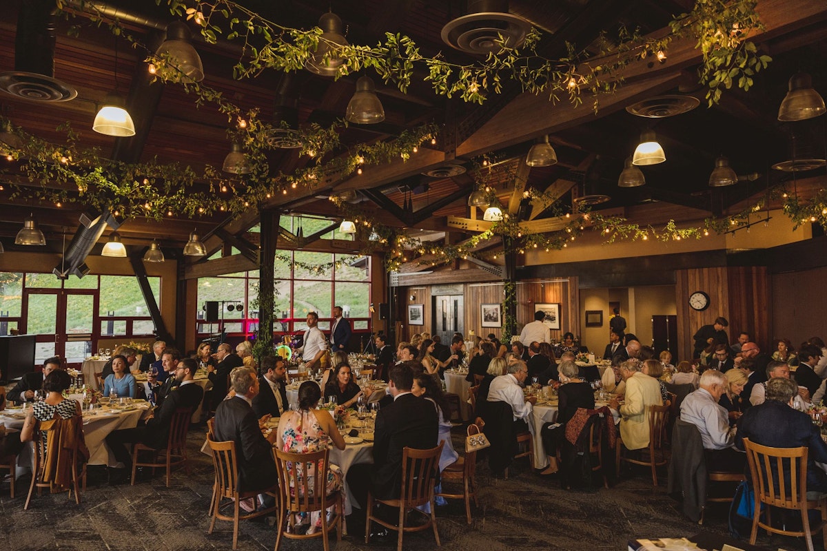 Wedding dinner inside Rendezvous Lodge