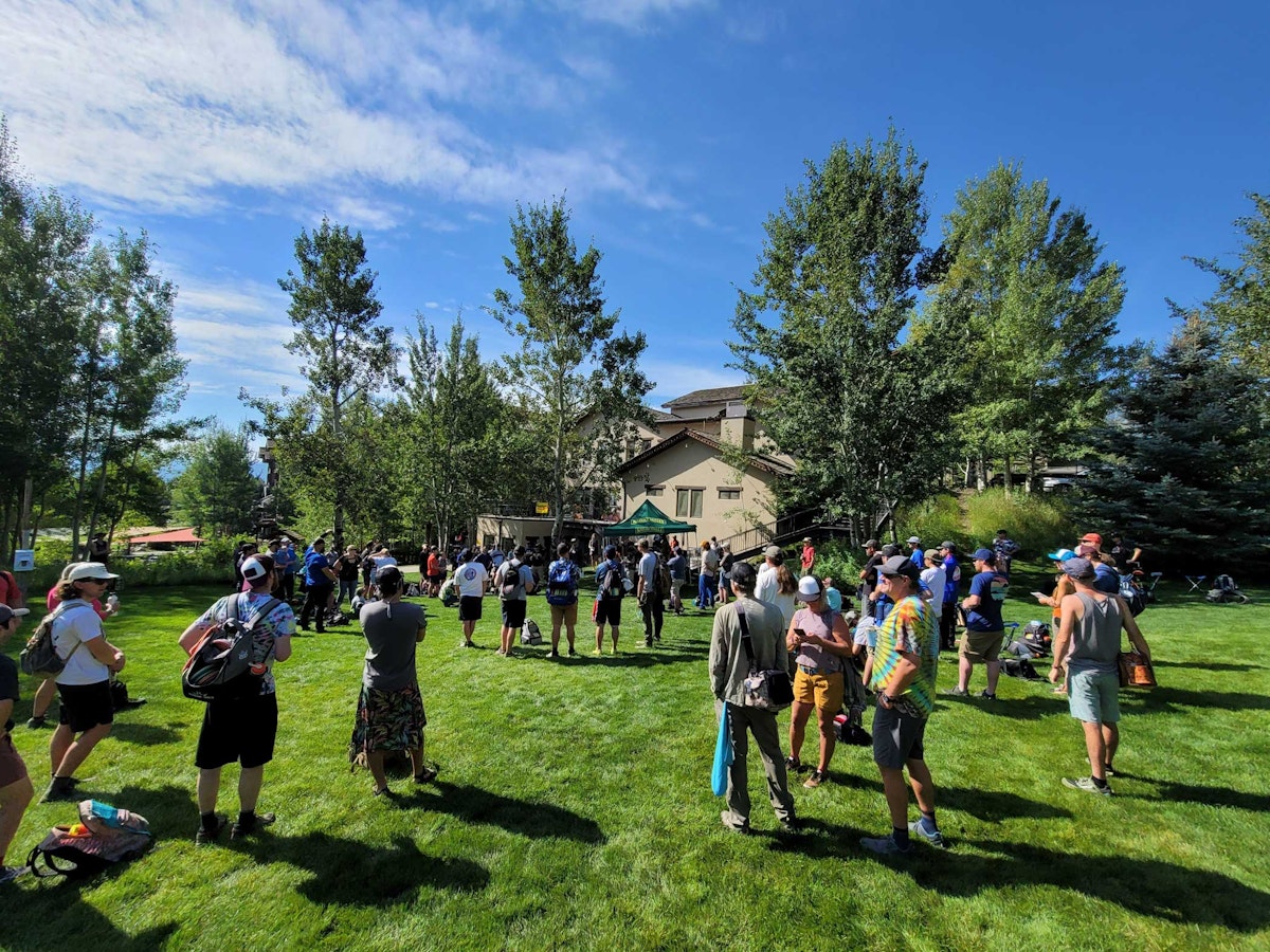 Players gather for the player's meeting.