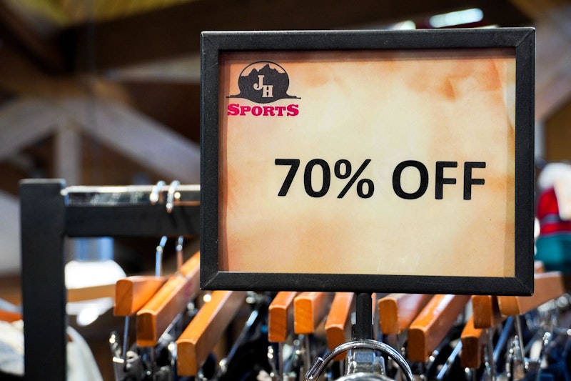 70% off sign at JH Sports