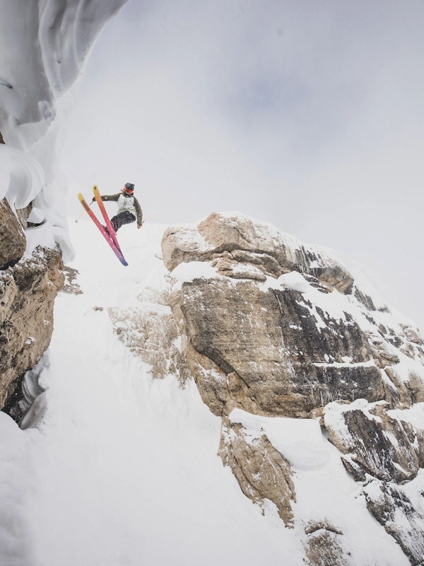 Skiier competing in Kings & Queens of Corbet's