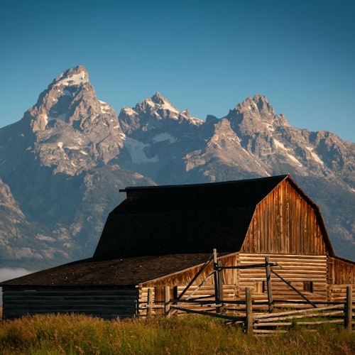 Moulton barn in front of the Tetons