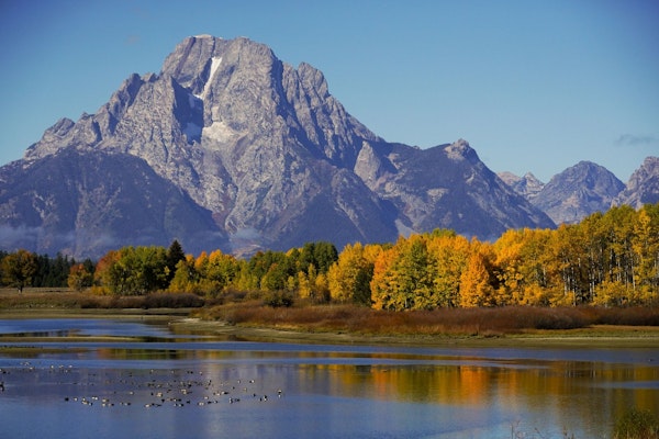 View of Mount Moran from Oxbow Bend Turnout